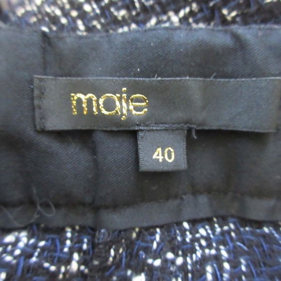 Maje Tweed Wide Leg Dress Pants Trousers Women 38 L Blue Cotton Boho Office 510 - Picture 3 of 11